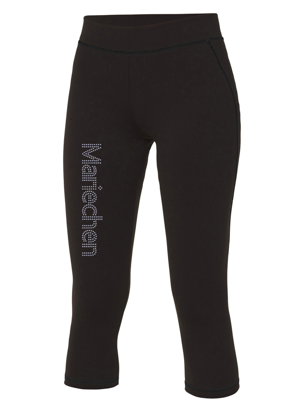 Damen Capri Leggings Strass Schriftzug
