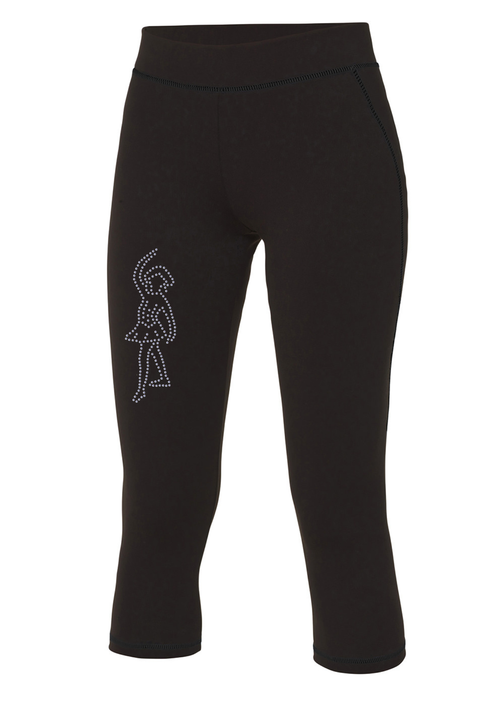 Damen Capri Leggings Strass Figur