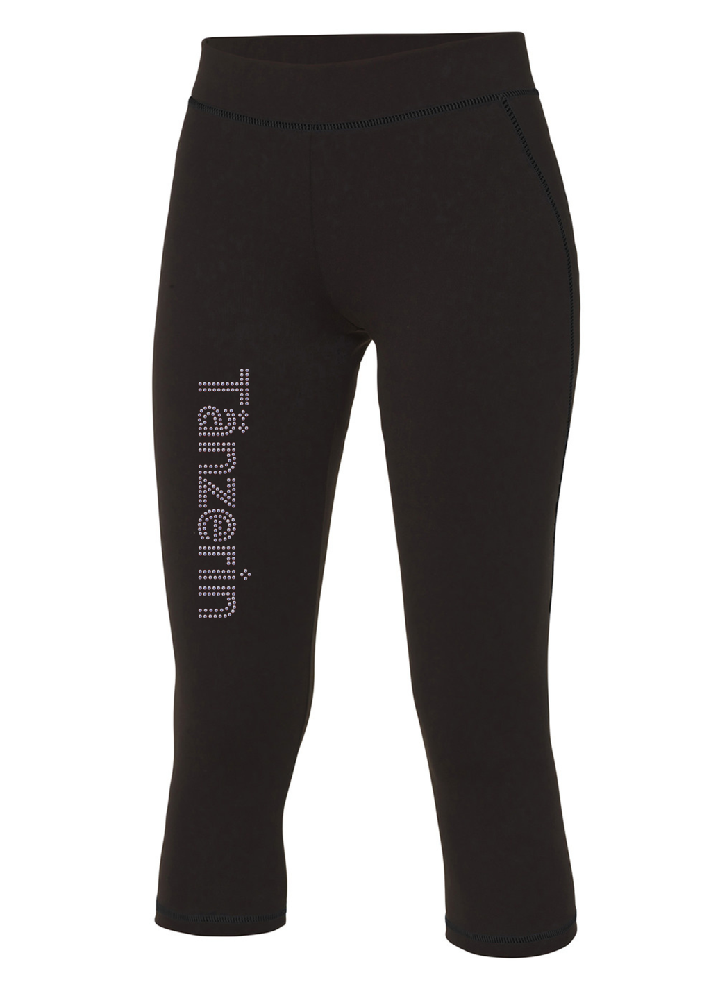Damen Capri Leggings Strass Schriftzug