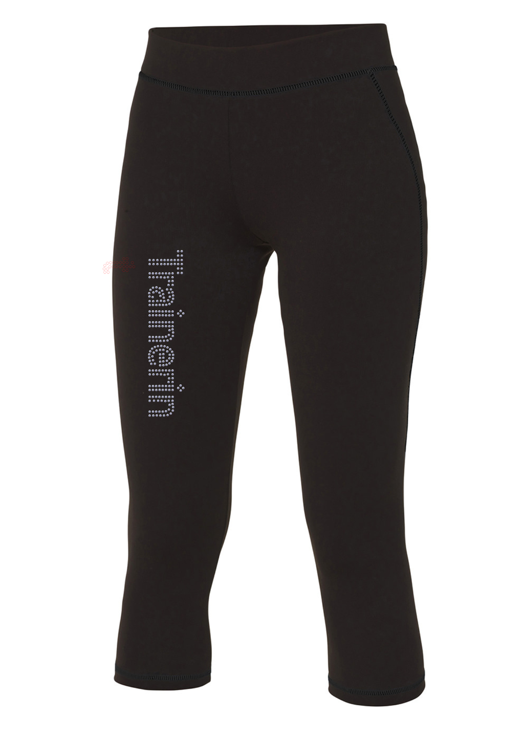 Damen Capri Leggings Strass Schriftzug